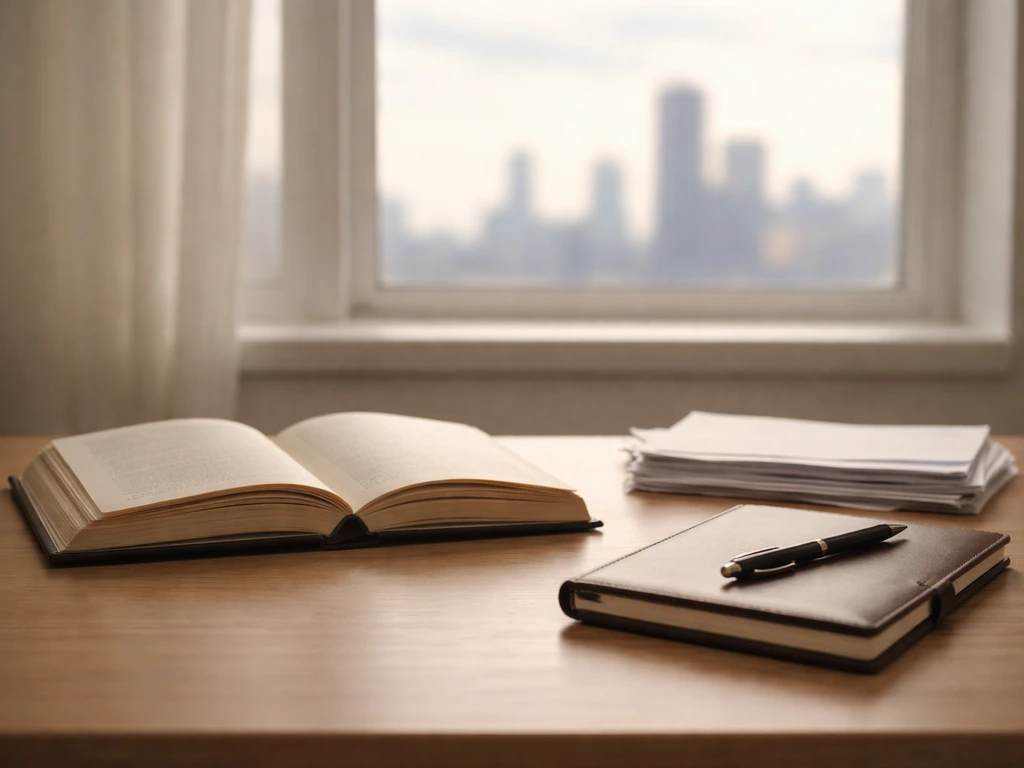 Desk with a book and organized papers near a window, symbolizing shifting income sources over time.