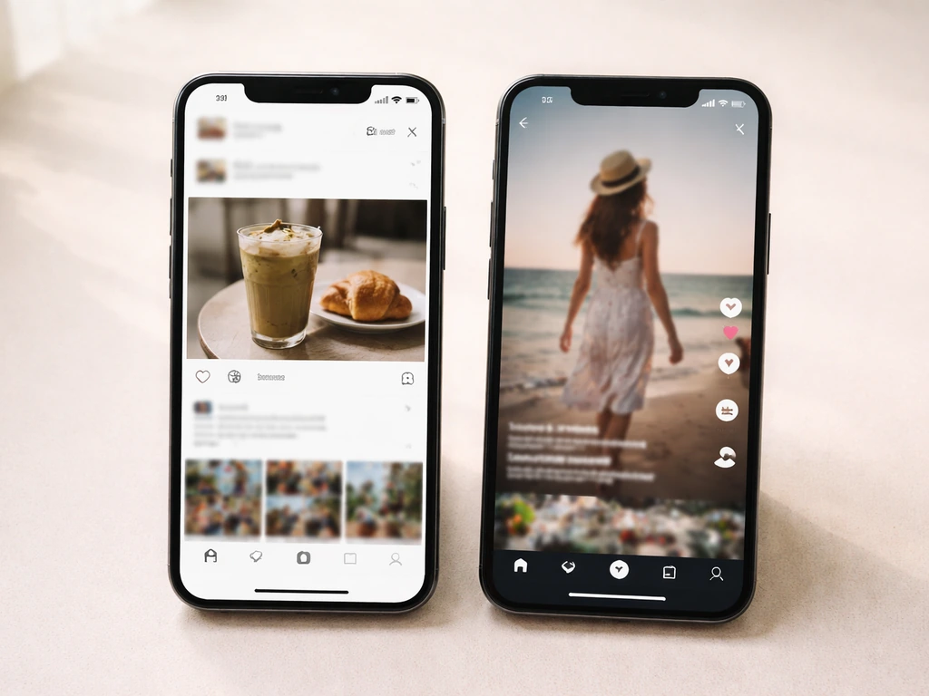 Minimal collage showing a phone with blurred social media metrics for an influencer verification example