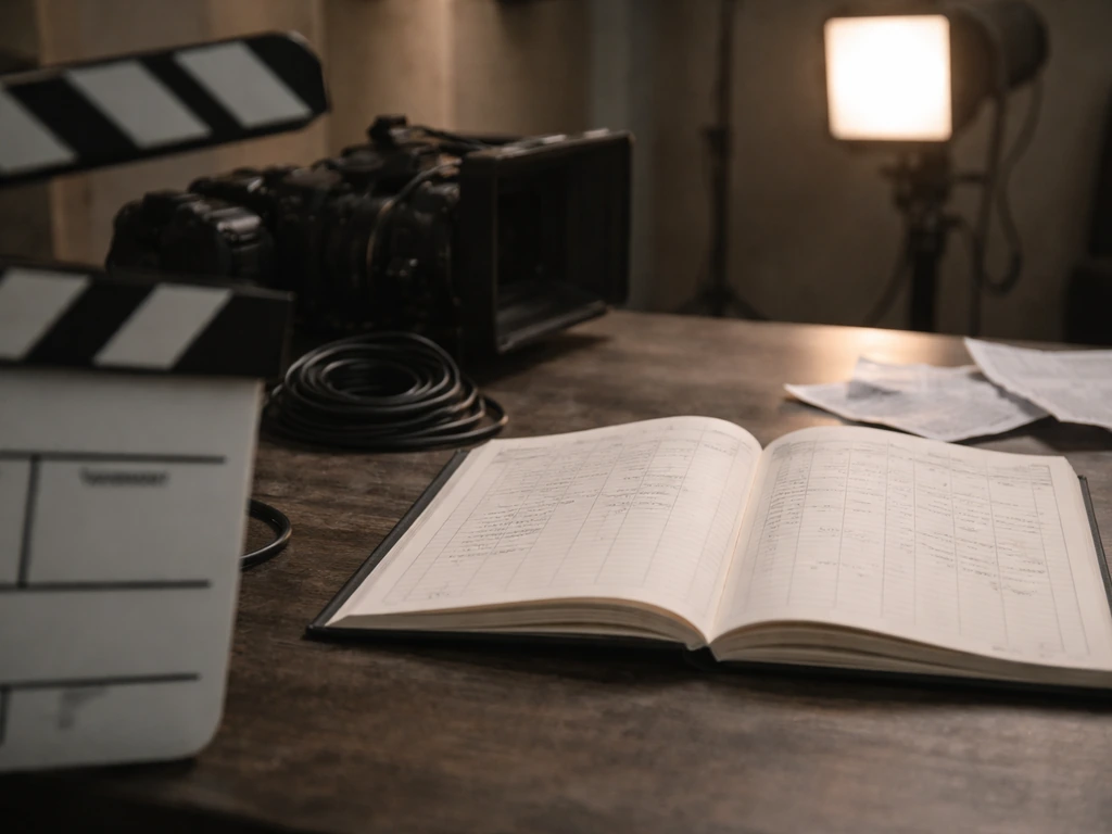 Film production tools beside a generic earnings ledger, suggesting entertainment income sources.