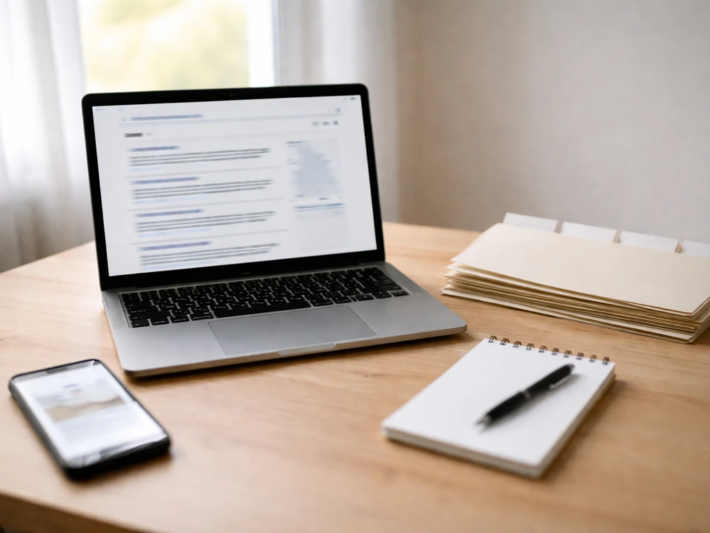 Close-up of a laptop and smartphone beside a business document folder, symbolizing data sources