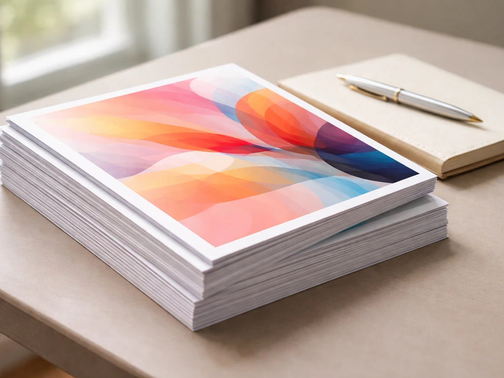 Close-up of a designer trend forecast report with subscription theme, on a desk with stationery